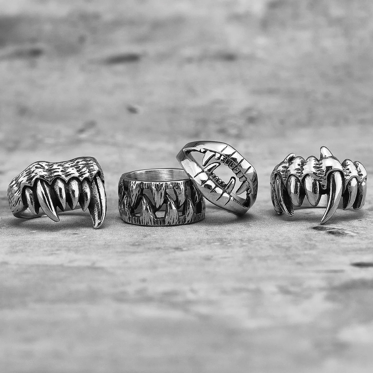 Demon Monster Beast Teeth Stainless Steel Mens Rings Punk Hiphop Unique Trendy for Male Biker Jewelry Creativity Gift Wholesale