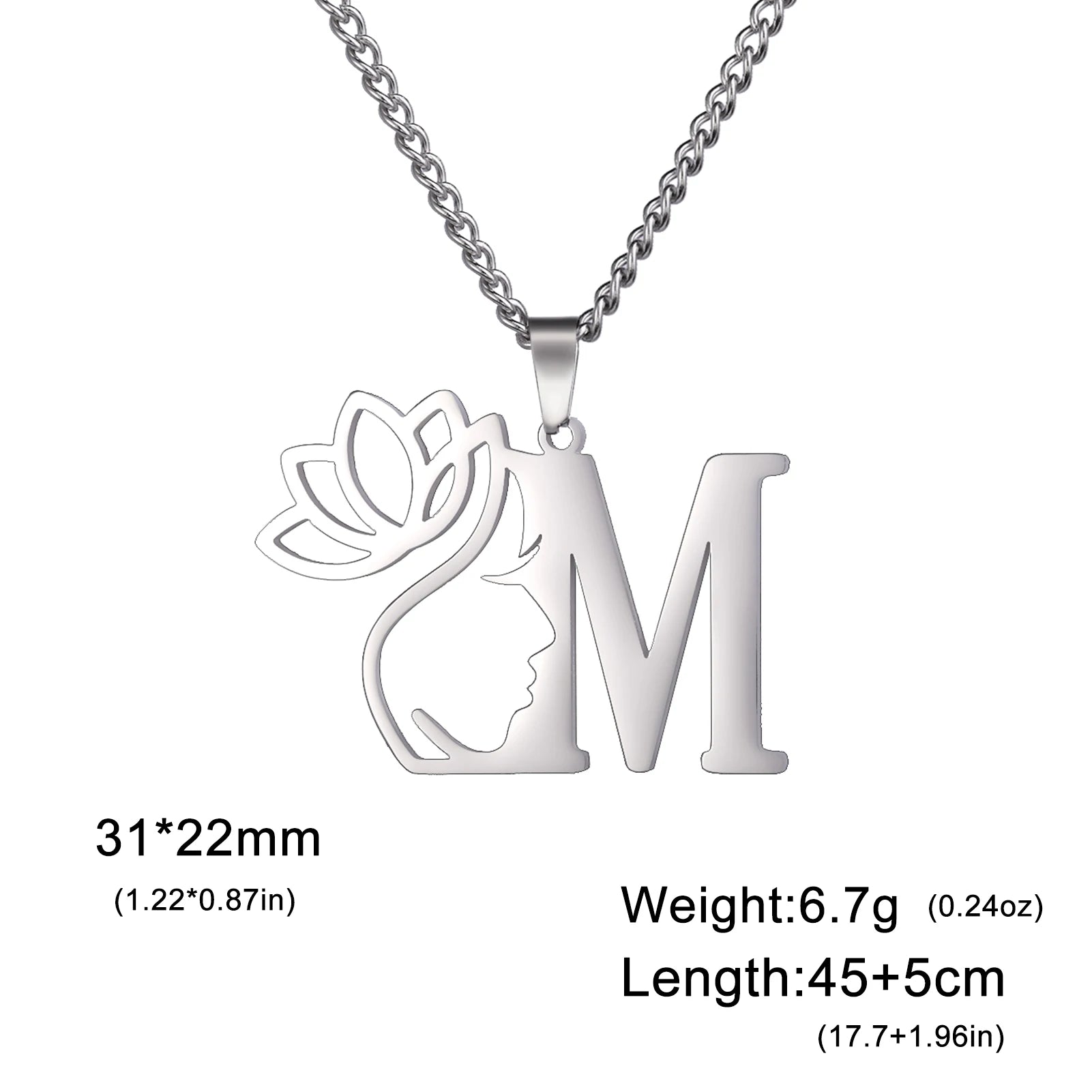 Dreamtimes Initial Women's Pendant Necklace Jewelry Stainless Steel Lotus Necklace New Year Gift 2023 Wholesale