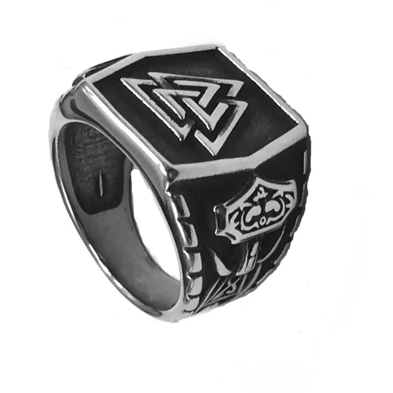 Nordic viking rune valknut thor hammer Mjolnir Ring stainless steel amulet ring for men