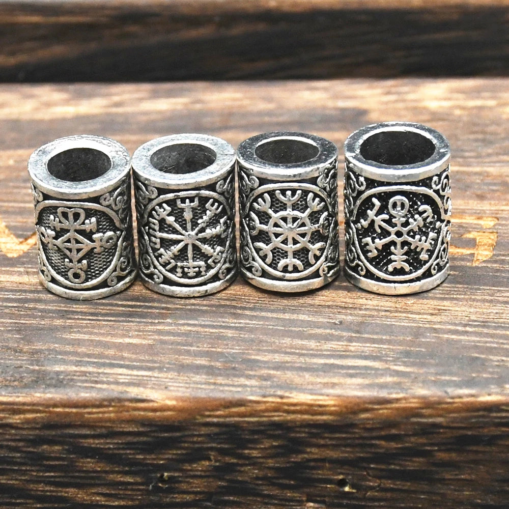 1pcs Viking Vegvisir Compass Runes Slavic Men Women Accessories Beads Charms For Bracelet Making Beard Hair Jewelry