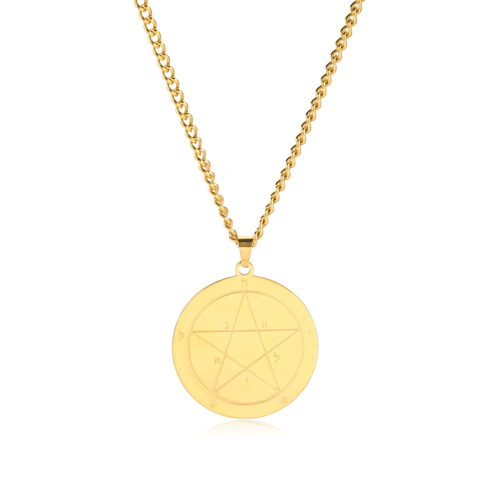 Key of Solomon Amulet Talisman Men Necklace First Second Fifth Seventh Pentacle Of The Jupiter Venus Mar Moon Necklaces Jewelry