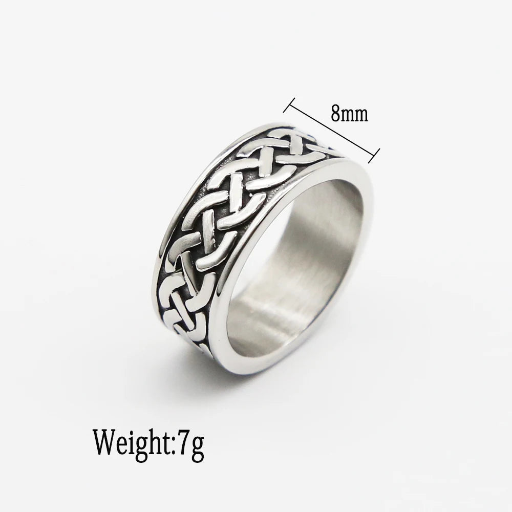 Vintage Viking Stainless Steel Celtics Knot Ring Nordic Men's Ring Odin Rune Ring For Men Women Fashion Jewelry Gifts