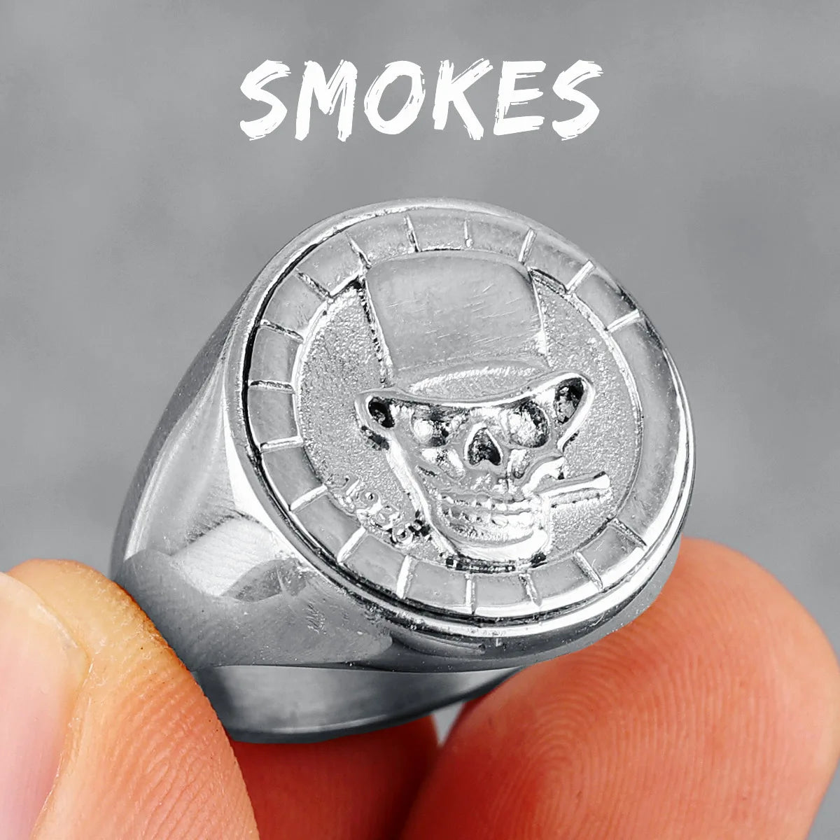 Skulls Badge Rings 316L Stainless Steel Men Ring Variety Retro Skeletons Punk Rock Punk for Rider Male Smoker Jewelry Best Gift