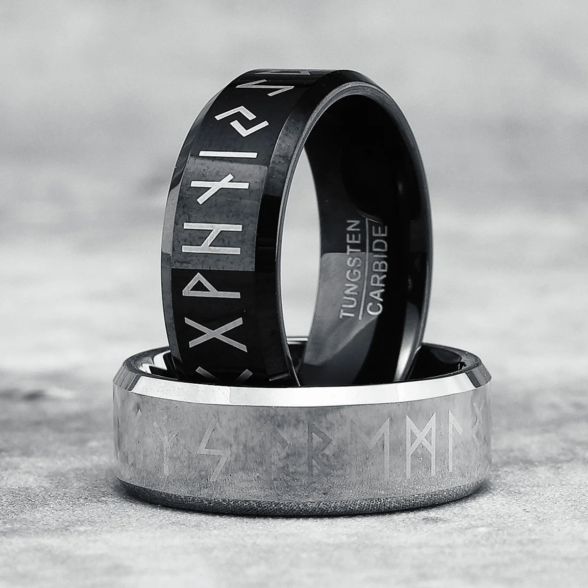 Luxury Tungsten Carbide Men Rings Viking Characters Ring The North Man Punk Rock for Rider Biker Male Boyfriend Jewelry Gift