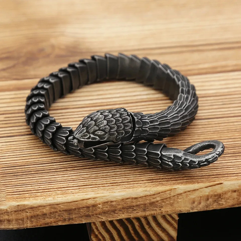 Fashion Vintage Stainless Steel Dragon Link Chain Bracelet For Men Punk Hip Hop Vikings Animal Wristband Biker Jewelry Wholesale