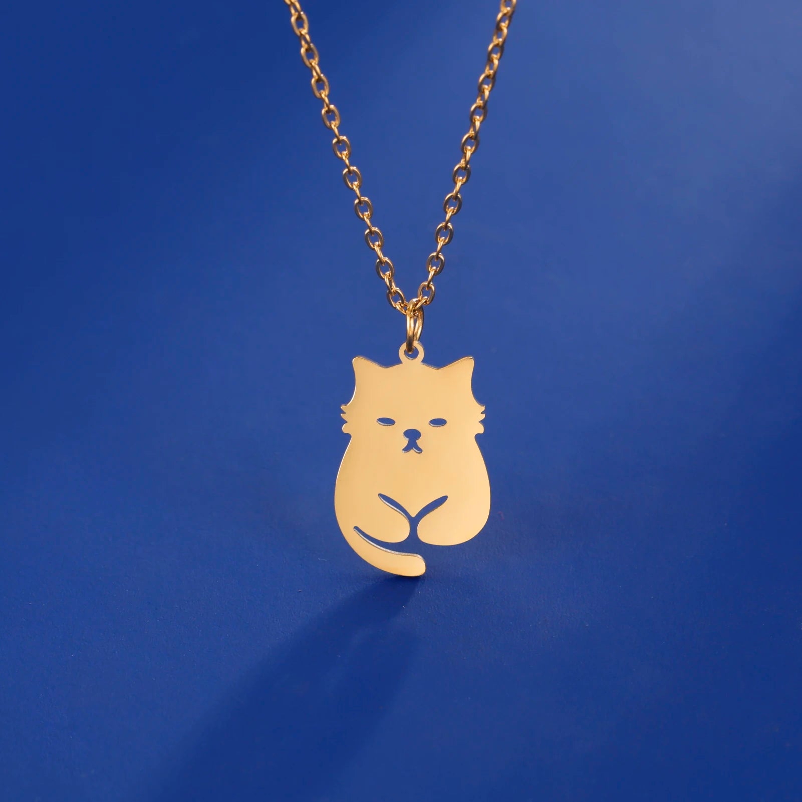 Dreamtimes Fashion Cute Cat Pendant Necklace for Women 21.4 * 14mm Stainless Steel Animal Lover Jewelry Gift