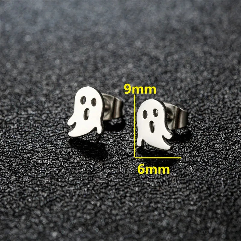 Cartoon Stainless Steel Stud Earrings Gingerbread Man Deer Spider Ghost Earings for Women Christmas Piercing Jewelry 2024