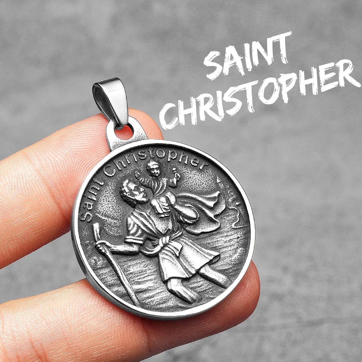 St Christopher Necklace Pendants 316L Stainless Steel Amulet Men Chain Rock Party Retro for Biker Male Jewelry Gift Dropshipping