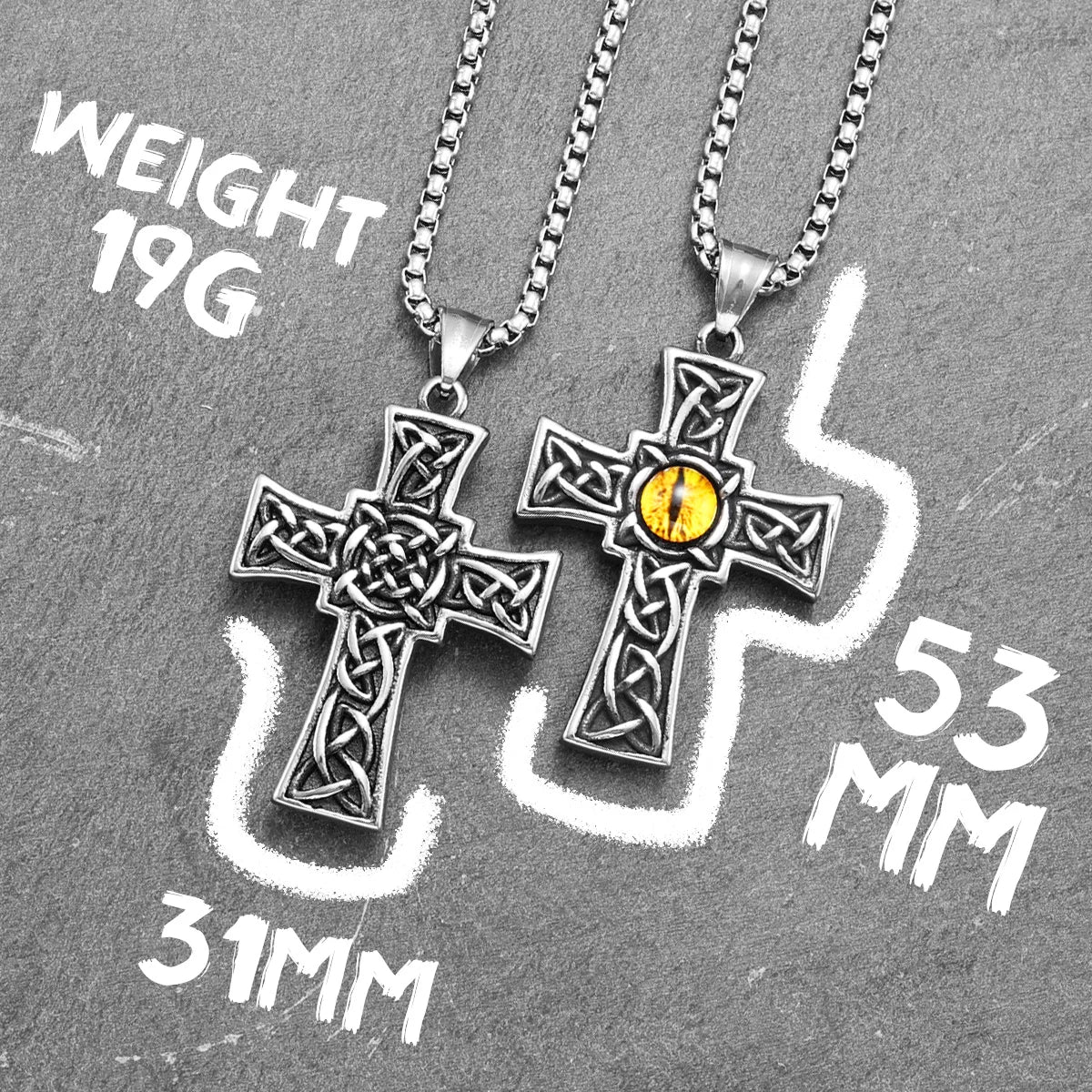 Braided Cross Men Necklace 316L Stainless Steel Gem Eye Pendants Chain Religion Rock Punk Rap for Male Jewelry Gift Dropshipping