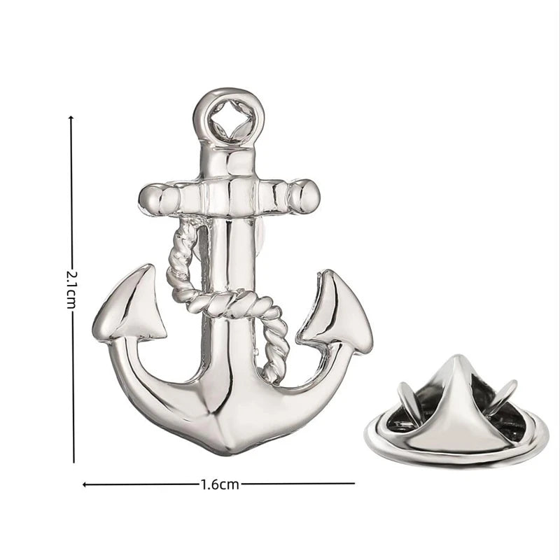 High quality brass anchor Brooch men's and women's Lapel Pin fashion backpack badge gift jewelry