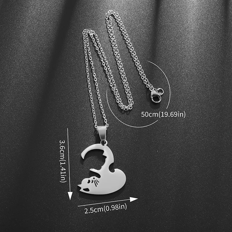 Collier avec pendentif en forme de chat mignon en acier inoxydable pour femme et fille, cadeau exquis à la mode