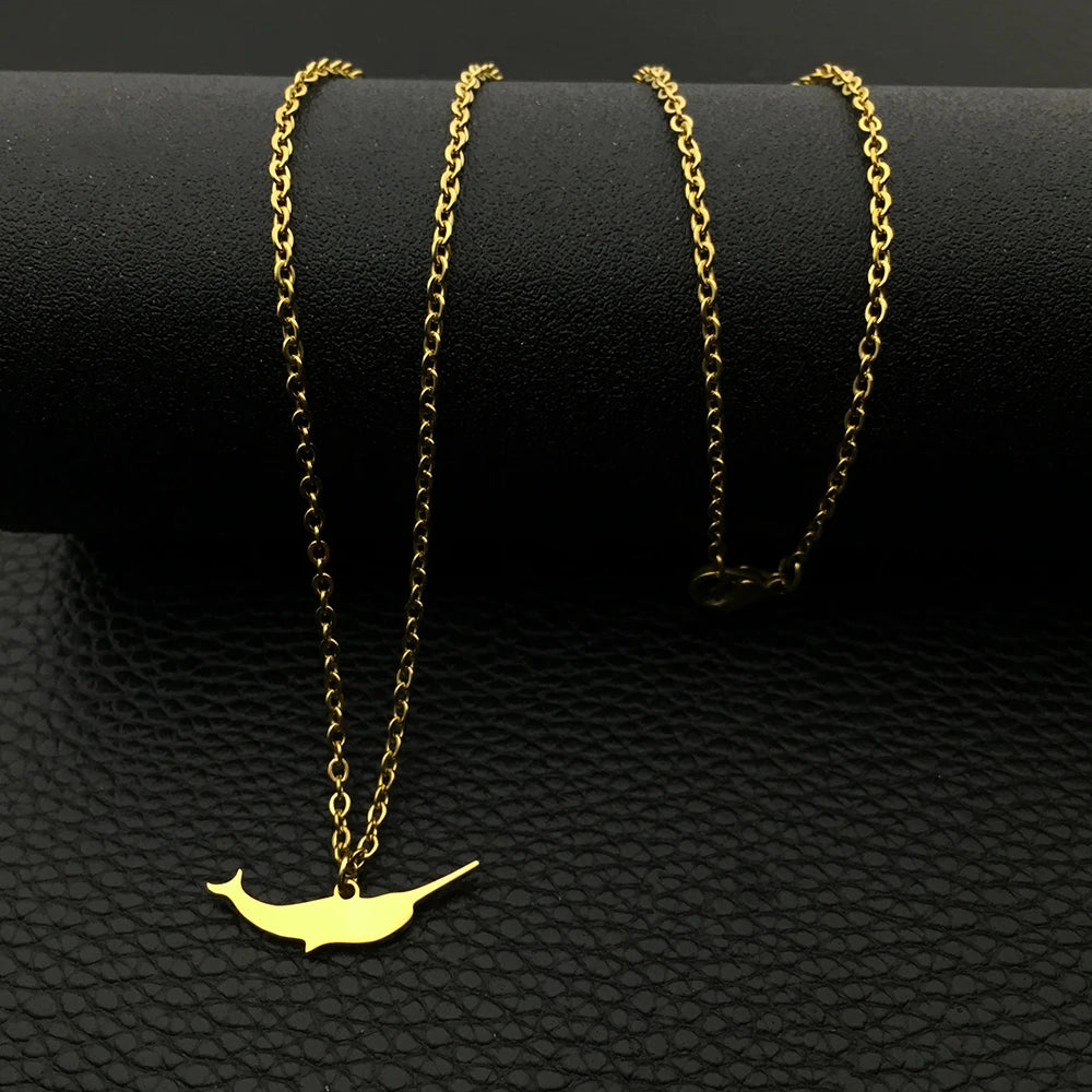 Cute Narwhal Stainless Steel Necklace Fashion Jewelry for Men and Women Drop Shipping YP7579