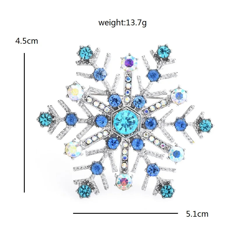 Wuli&baby Blue Snowflake Brooches For Women Unisex Shining Beautiful Snow Flower Party Office Brooch Pins Gifts