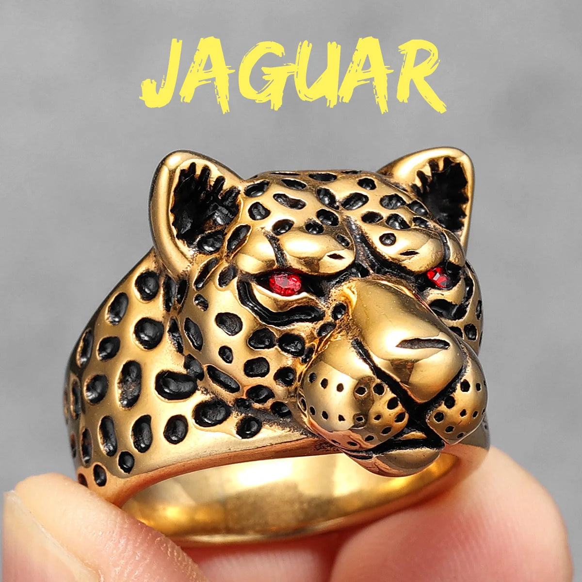 Bague léopard en acier inoxydable pour homme, anneau jaguar, animal sauvage, punk rock, bijoux de fête, accessoires d'halloween, cadeau, vente en gros