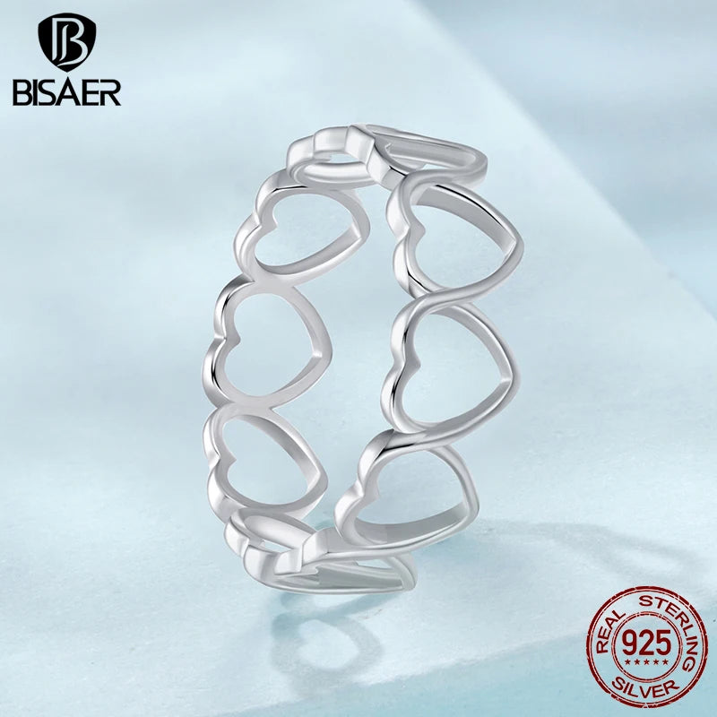 Bague minimaliste en argent sterling 925 en forme de cœur creux pour femme, bijou fin pour fête de mariage, ECR1084