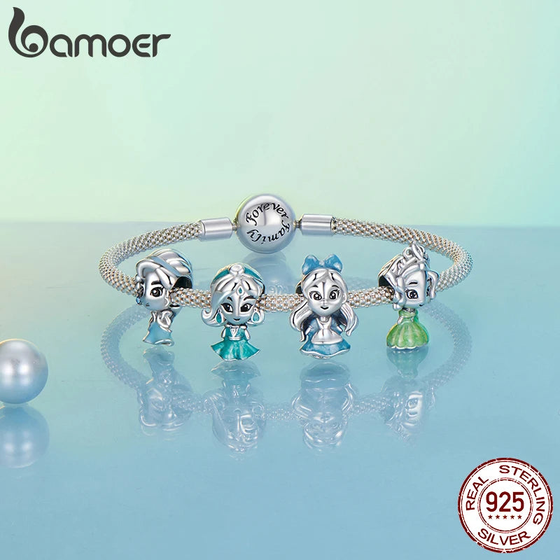 BAMOER 925 Sterling Silver Solid Girl Charm Bead Fit Original Bracelet DIY Bamoer Charm pour la fabrication de bijoux Cadeau de Noël