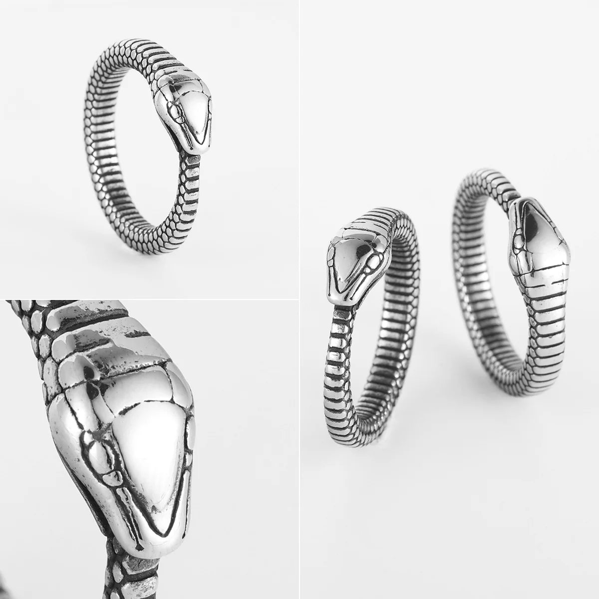 Ouroboros Ring 316L Stainless Steel Men Rings Snake Punk Rock for Male Rider Jewelry Halloween Creativity Xmas Gift Wholesale