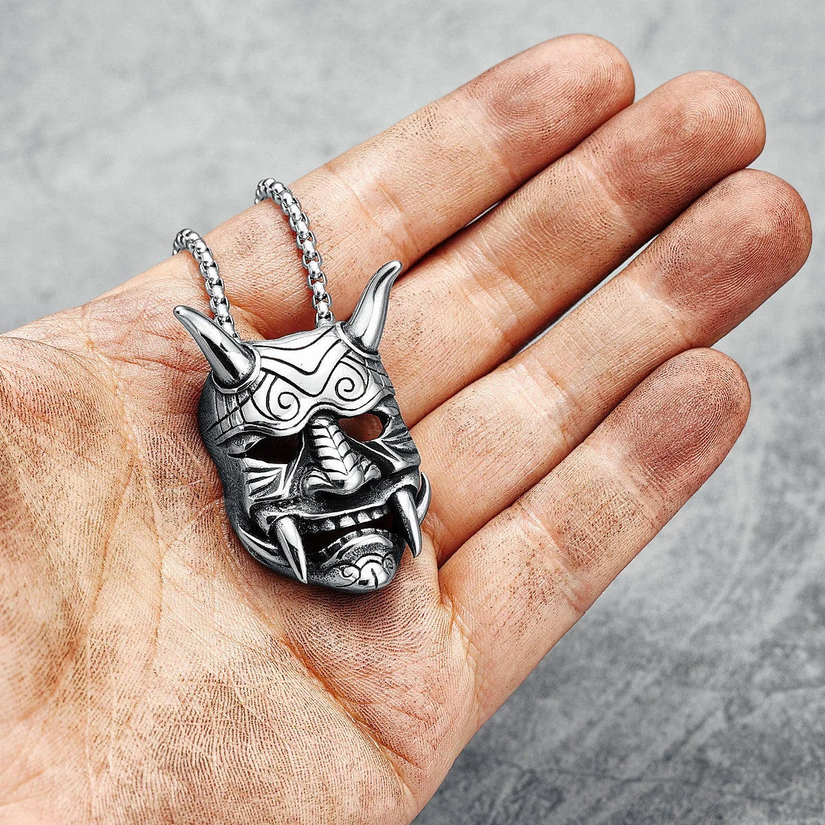 Genji Bushido Men Necklace Retro Prajna Warrior 316L Stainless Steel Pendant Chain Rock Punk for Biker Top Quality Jewelry Gift