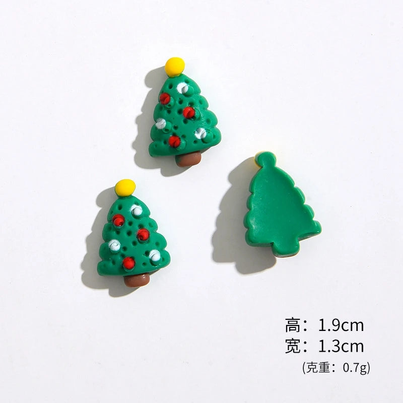 Lot de 20 mini figurines en résine de dessin animé de Noël, décoration de cabochon à dos plat, fabrication de bijoux, accessoires pour cheveux