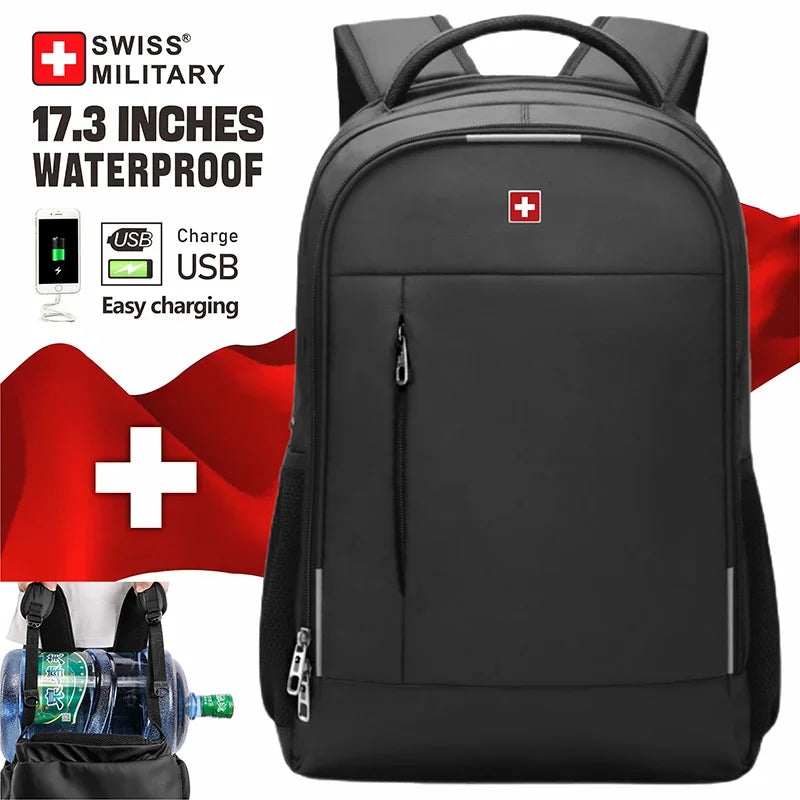 SWISS MILITARY 17 Inch Laptop Backpack Waterproof Large Capacity Fashion Business Backpack Men's School Backpack Office Backpack