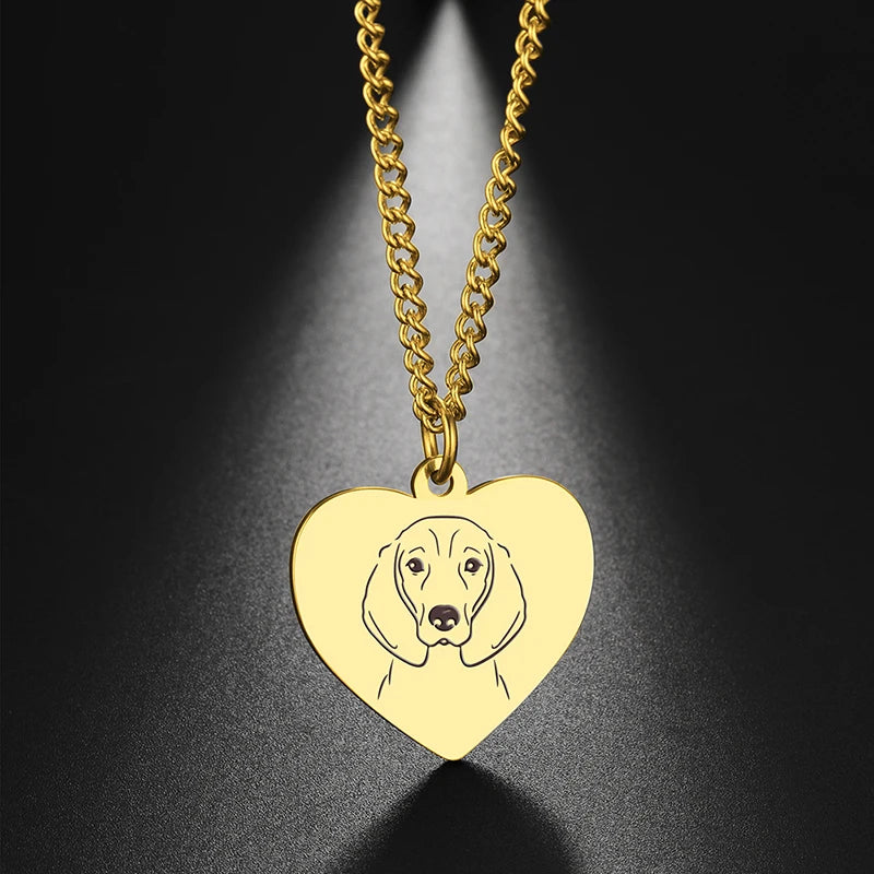 Dreamtimes Cute Pets Dogs Animal Lovely Spotted Dog Heart Pendant Handmade Bulldog Necklace For Women Men Jewelry Accessories