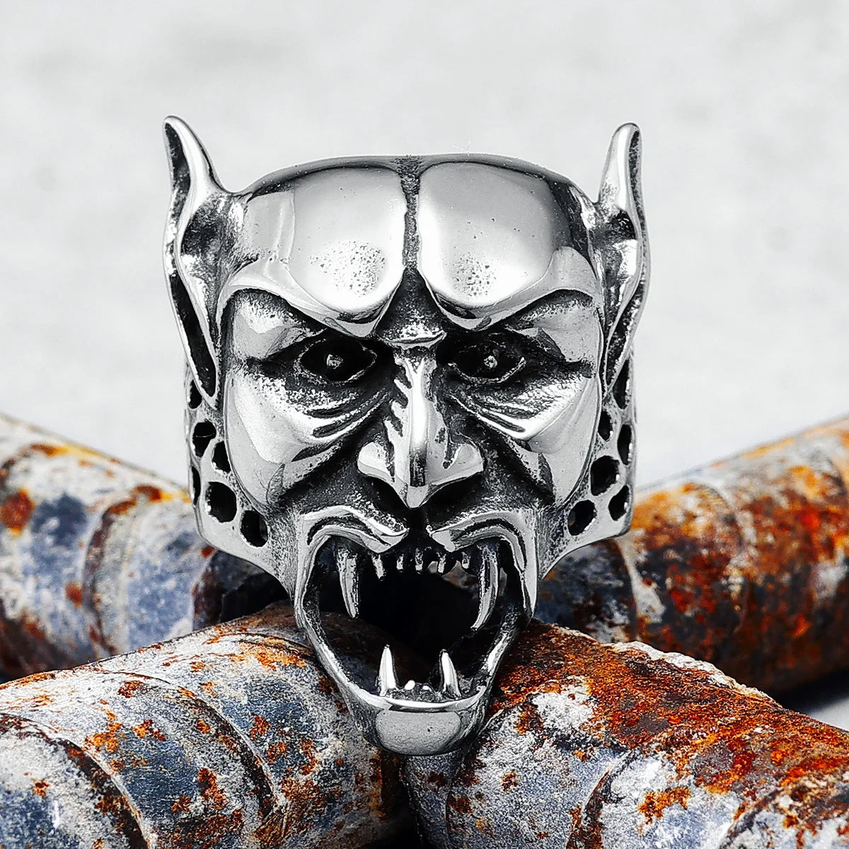 316L Stainless Steel Vampire Men Ring Punk HipHop Retro Eastern Europe Mythology for Biker Male Boy Jewelry Gift Dropshipping