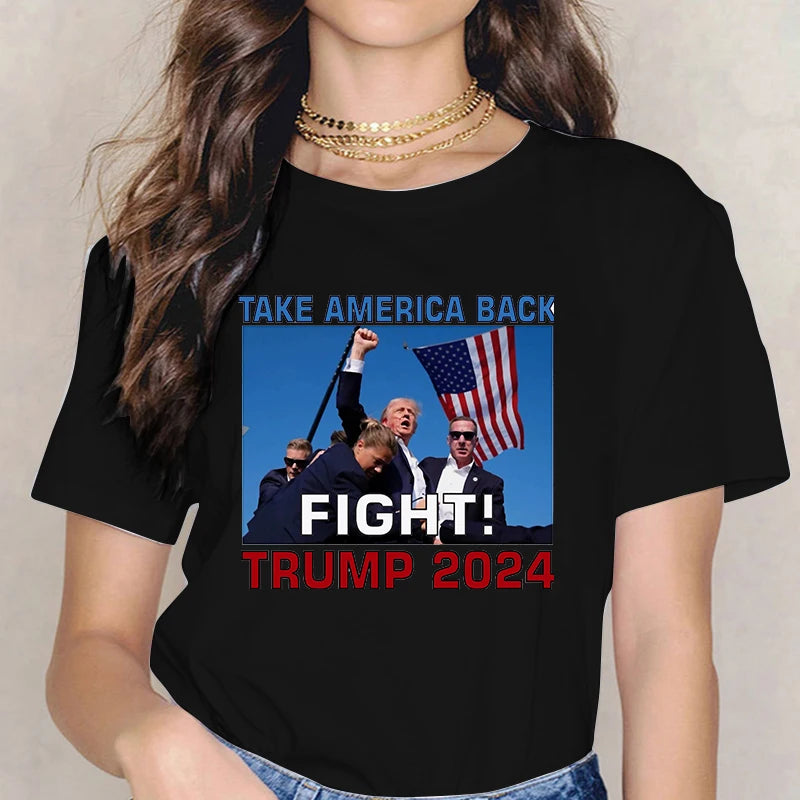 Donald Trump 2024 Merchandise Graphic Tee Shirt Harajuku Y2k Tops Funny Mange Gothic Tshirt Women Fashion T-shirt Clothes Femme