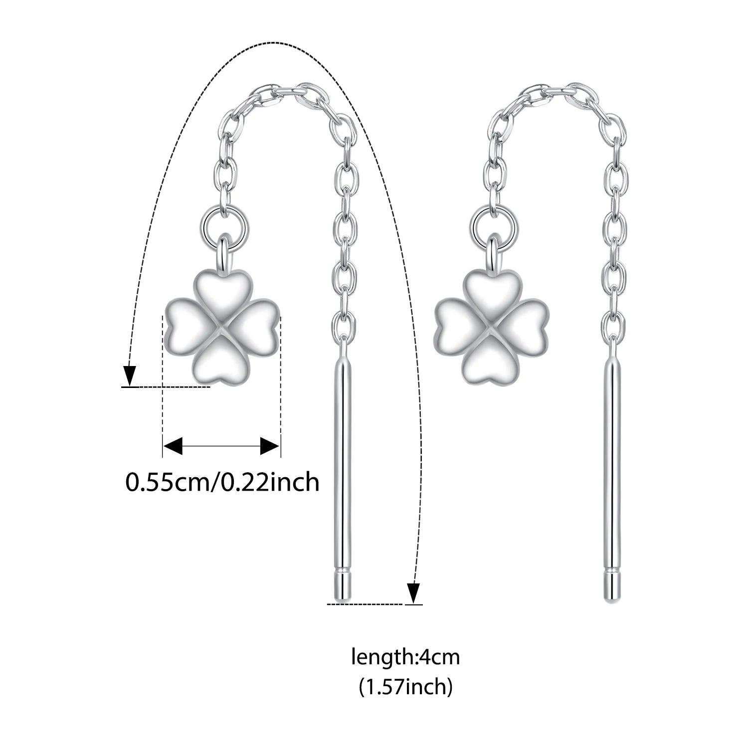 BISAER 925 Sterling Silver Snowflake Ear Threads Butterfly Star Four-leaf Clover Earrings Plated White Gold For Women Jewelry