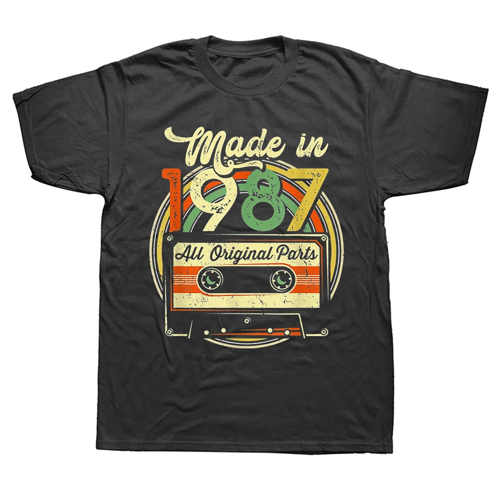 Made In 1987 37th Kassette Band Vintage T Shirts Grafik Baumwolle Streetwear Kurzarm Geburtstag Geschenke T-shirt Herren Kleidung