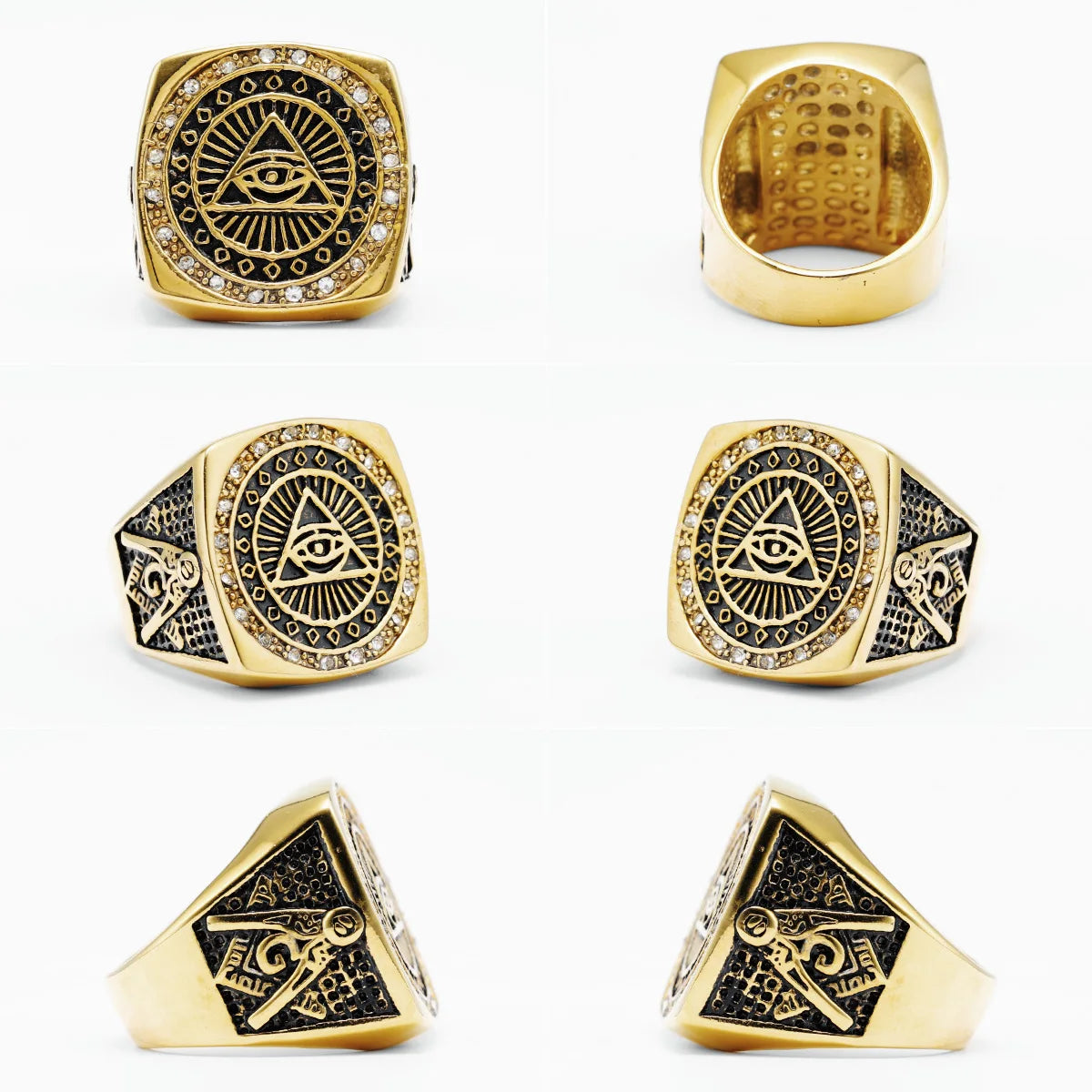 Masonic Rings 316L Stainless Steel Men Golden plated Rock for Rider Male Friend Jewelry Gift Accessories Dropshipping