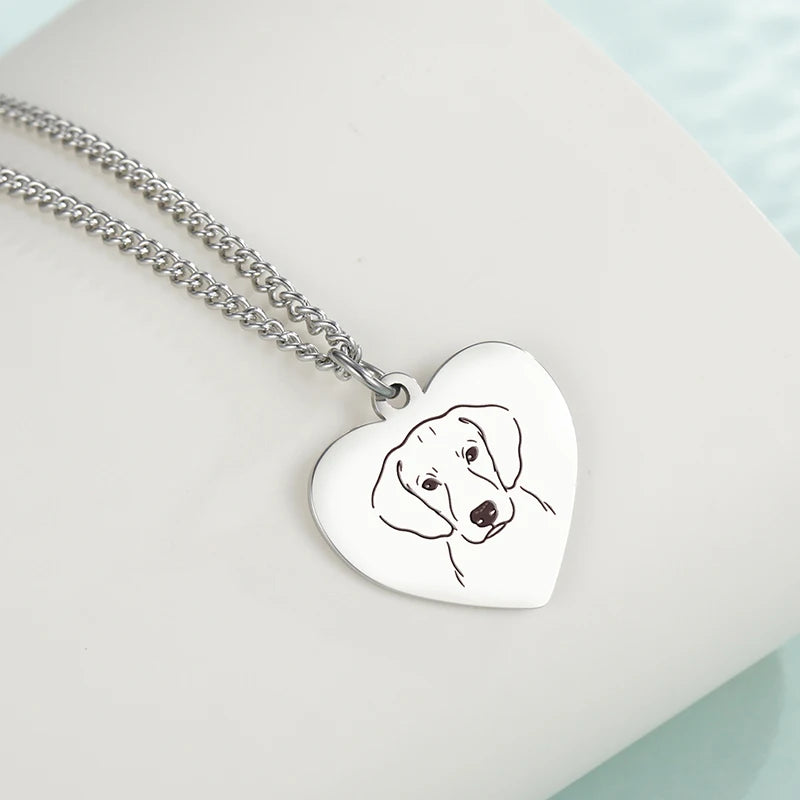 Dreamtimes Pet Dog Pendant Necklace Cute Schnauzer Hound Stainless Steel Animal Necklaces For Women Men Jewelry Accessories Gift