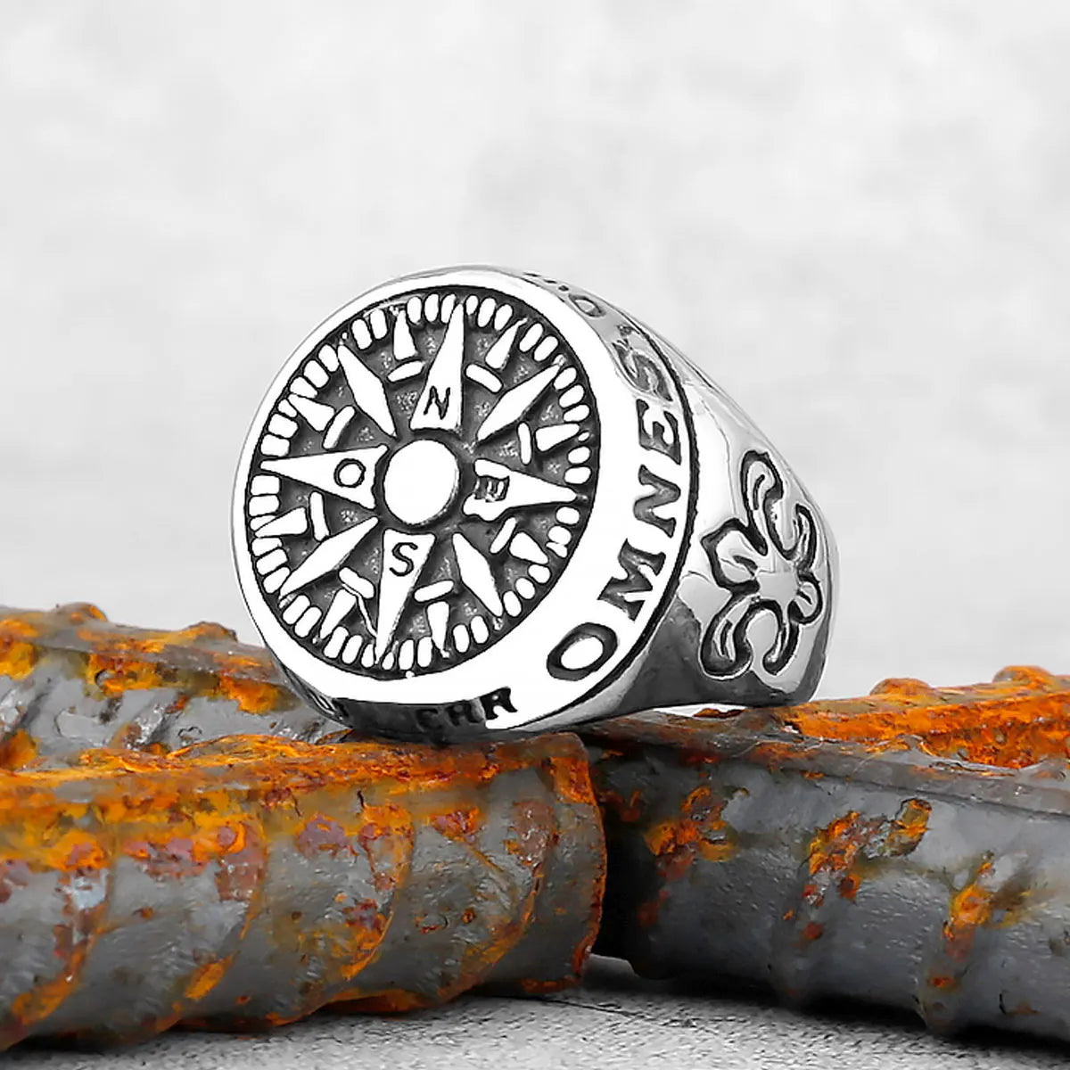 Viking Stainless Steel Ring Anchor Compass Tree of Life Nordic Viking Rune Wolf Men and Women Ring Jewelry for Boyfriend as Gift