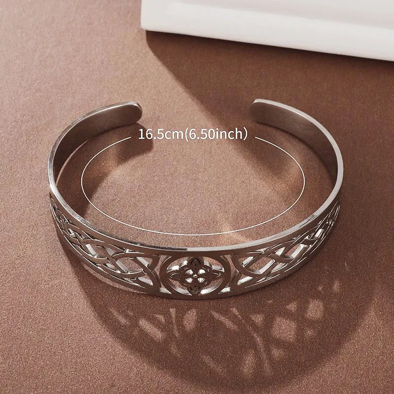 Witch Knot Bracelet Stainless Steel Adjustable Open Cuff Bracelet Celtic Witchcraft Amulet Jewelry Men Women Birthday Gift