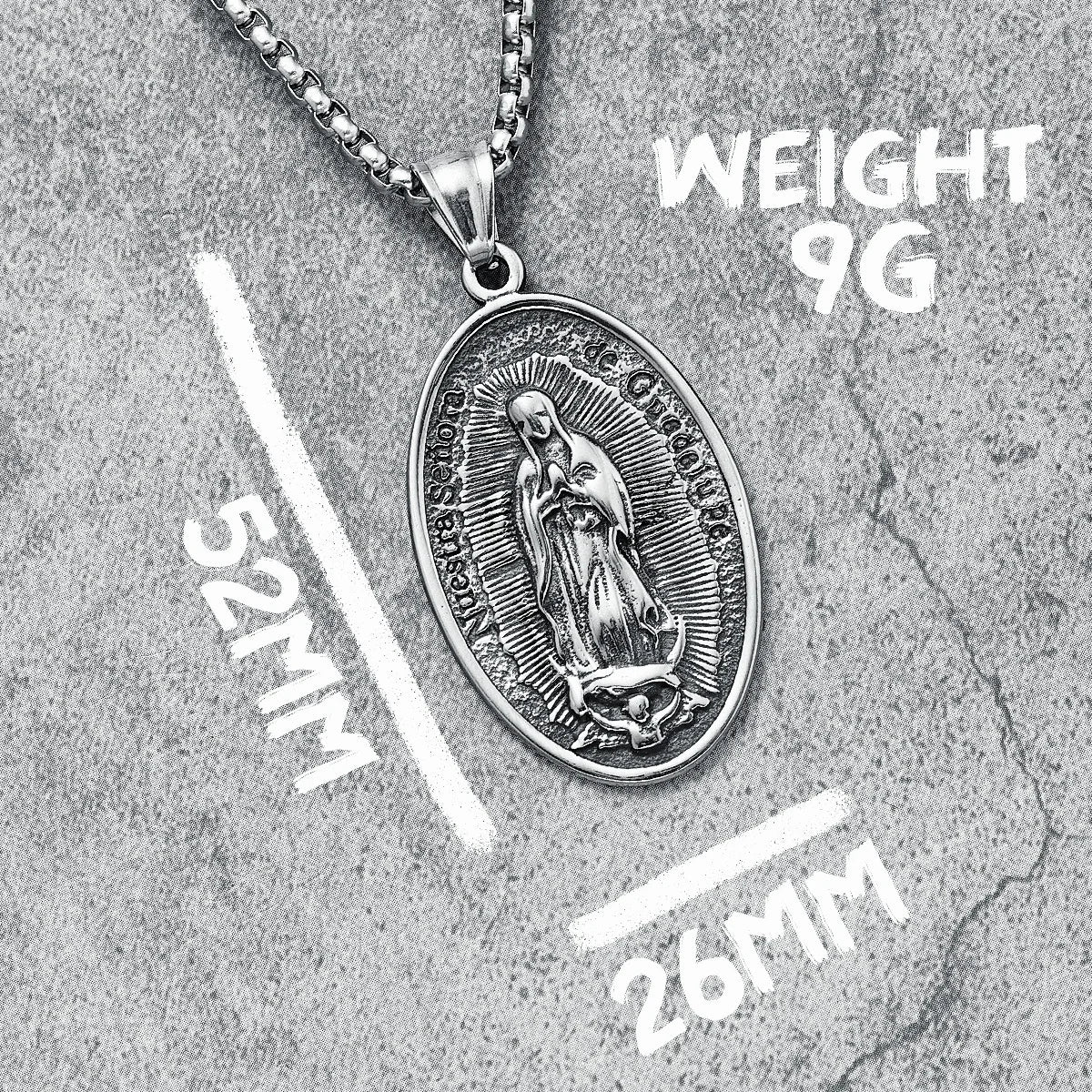 Nuestra Senora Pendant De Guadalupe Necklace Retro 316L Stainless Steel Chain Religion Rock Hip Hop for Rider Biker Jewelry Gift