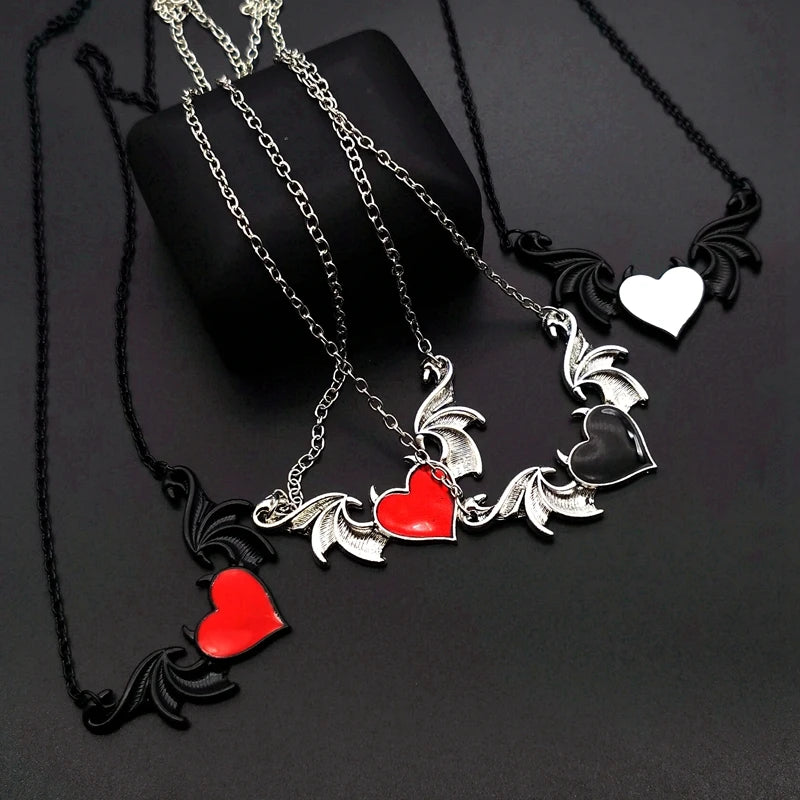 2022 Bat Wing Necklace Black Red Love Pendant Necklace Women Bat Wing Necklaces HALLOWEEN PARTY GIFT Luxury Jewelry Wholesale