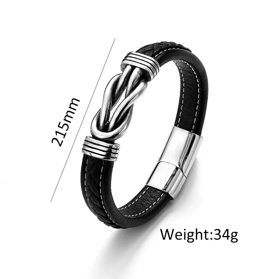 Fashion Simple Leather Braided Bracelet Punk Hip Hop Stainless Steel Twisted Bracelets For Men Women Party Jewelry Dropshipping