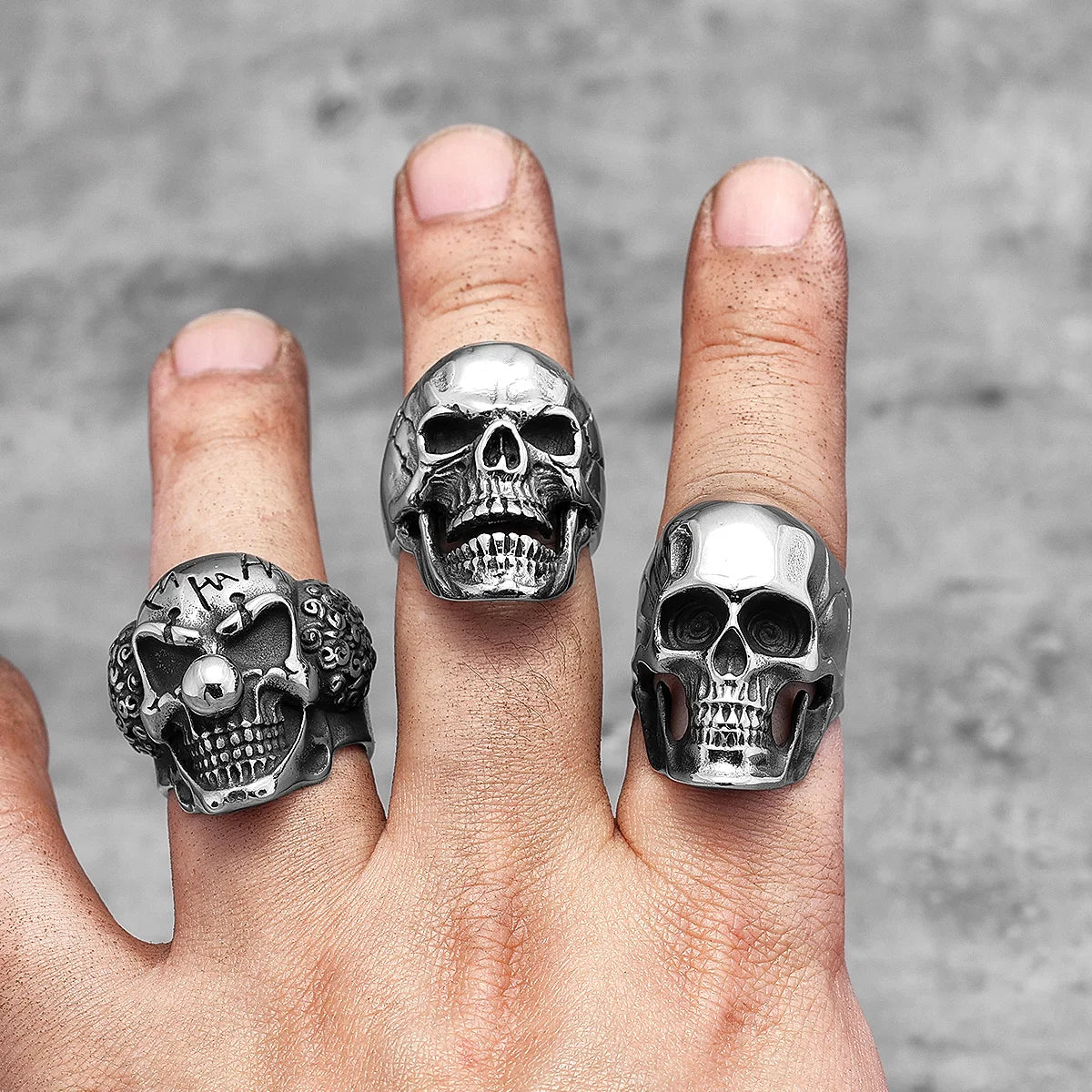 Gothic Punk Skull Stainless Steel Mens Rings Retro Trendy Domineering for Male Boyfriend Biker Jewelry Creativity Gift Wholesale