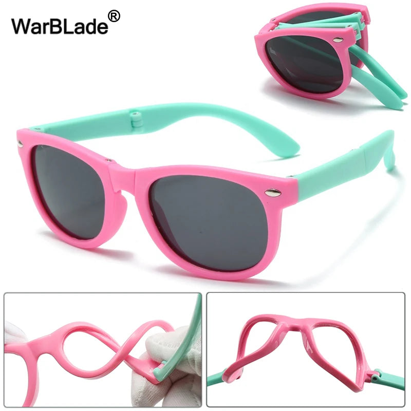 WarBlade New Folding Polarized Kids Sunglasses Foldable Boys Girl Children Sun Glasses TR90 Silicone Flexible Baby Eyewear UV400 - Madeinsea©