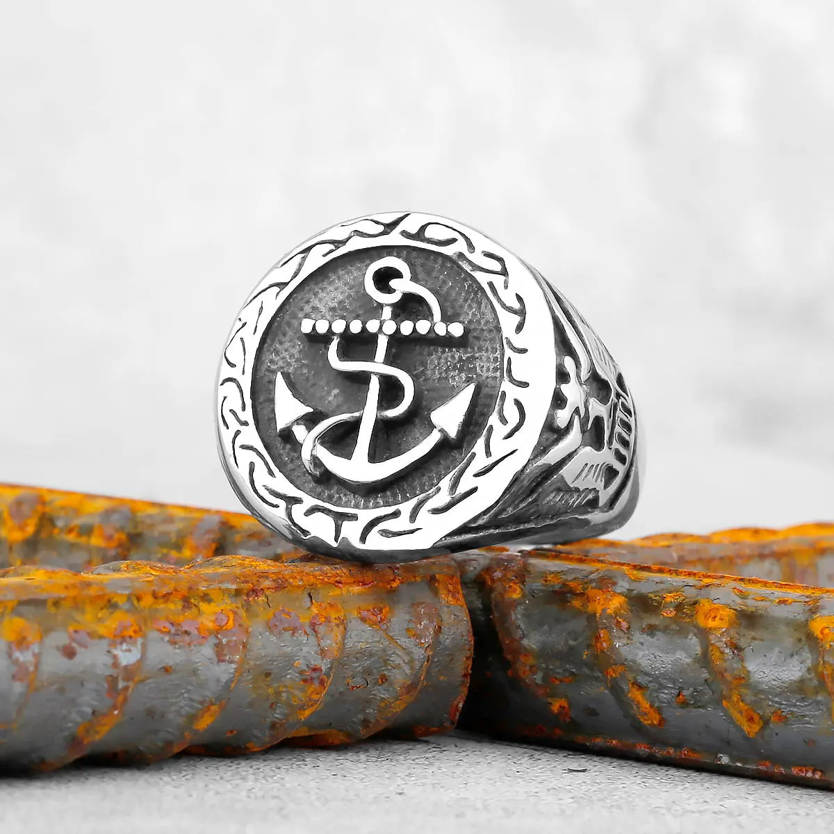 Viking Stainless Steel Ring Anchor Compass Tree of Life Nordic Viking Rune Wolf Men and Women Ring Jewelry for Boyfriend as Gift