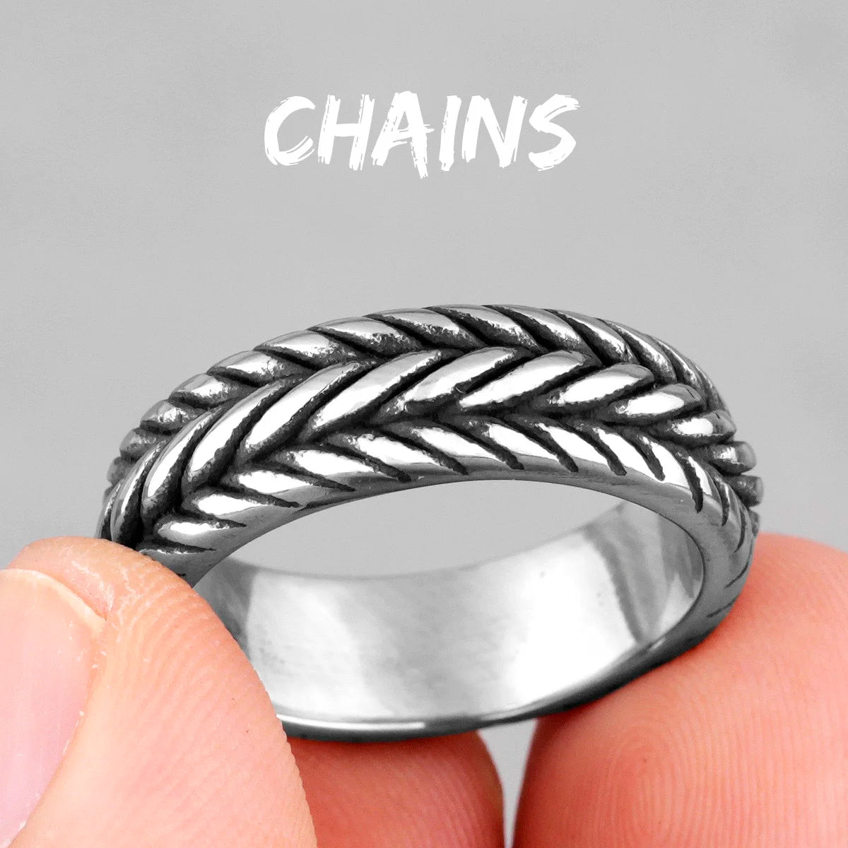 Grid Weave Ring 316L Stainless Steel Retro Industrial Style Mens Texture Rings Simple for Male Boyfriend Biker Jewelry Best Gift