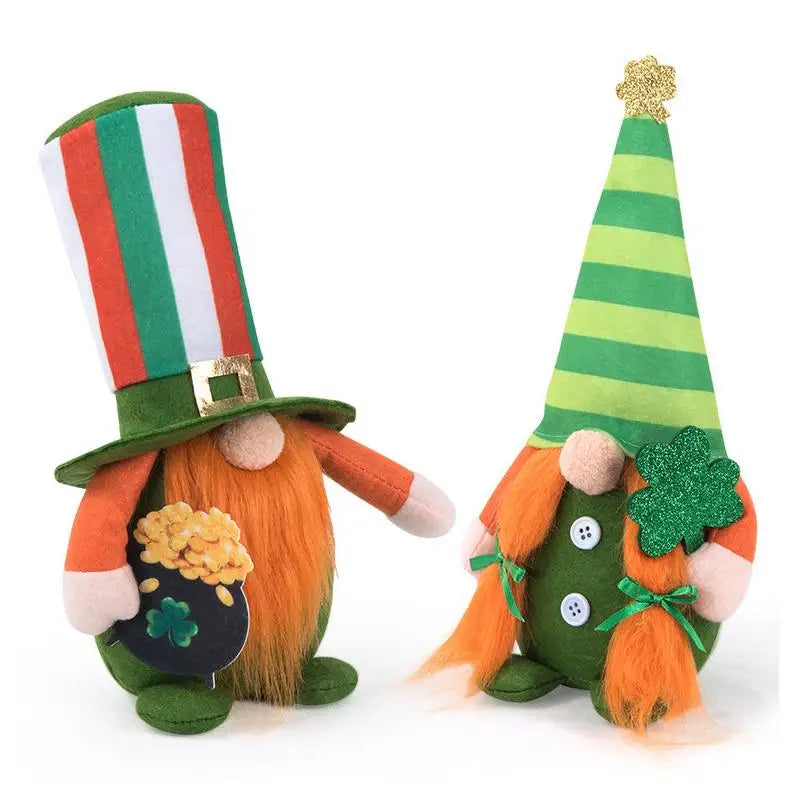 Gnomes de la Saint-Patrick en peluche lutin vert irlandais scandinave Nisse trèfle vert nain sans visage lutin en peluche plateau à plusieurs niveaux