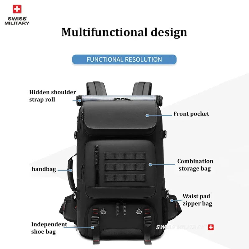 SWISS MILITARY Men Travel Backpack Waterproof 17 Inch Business Laptop Backpack Outdoors Climbing Anti-theft Luggage Bag Mochila