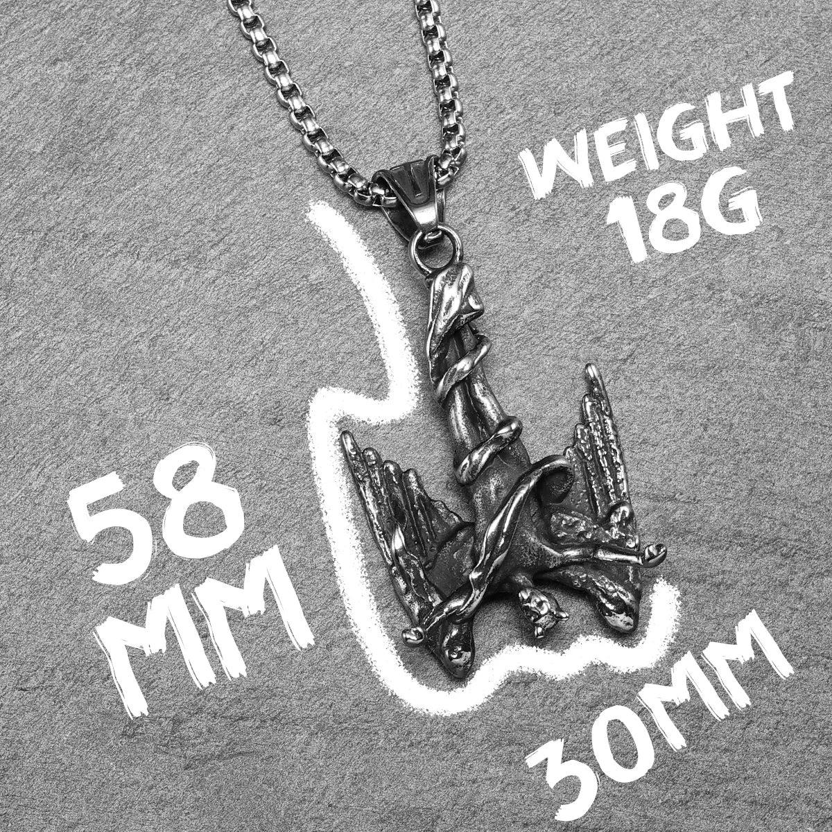 Fallen Angels Pendant Retro Gothic Necklaces 316L Stainless Steel Men Chain Hip Hop Rock Punk Jewelry Xmas Gift for Friend Male