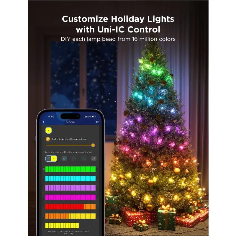 Guirlandes lumineuses de Noël Govee, lumières de décoration de Noël RGBIC intelligentes, plus de 99 modes de scène, 66 pieds avec guirlandes lumineuses à 200 LED, IP65