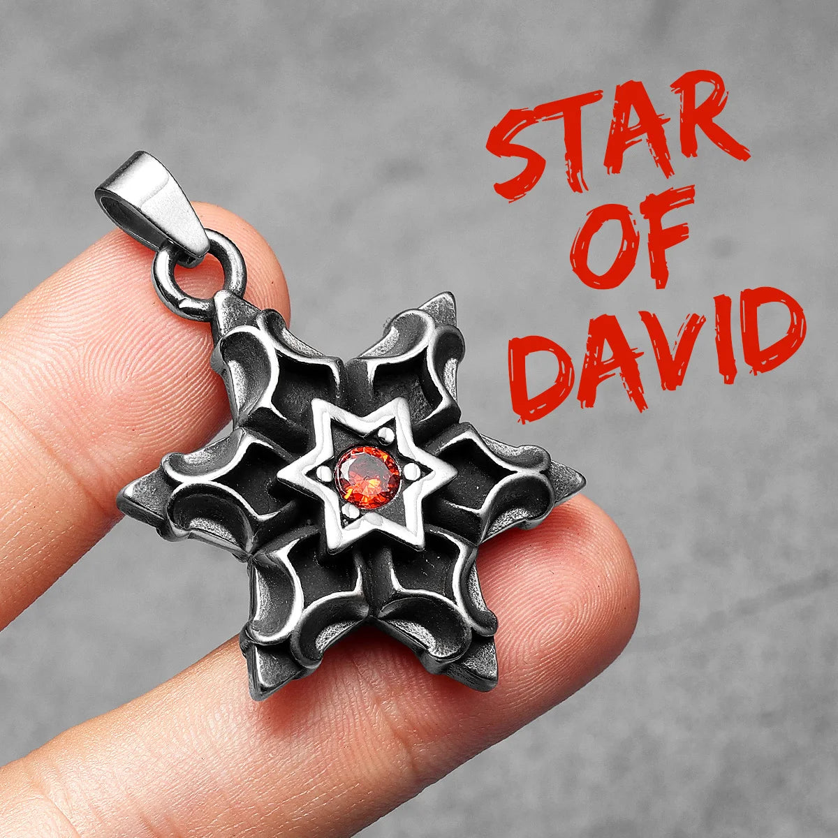 Six-pointed Star of David Pendants Gem Necklaces 316L Stainless Steel Men Chain Hip Hop Rock for Male Jewelry Gift Dropshipping