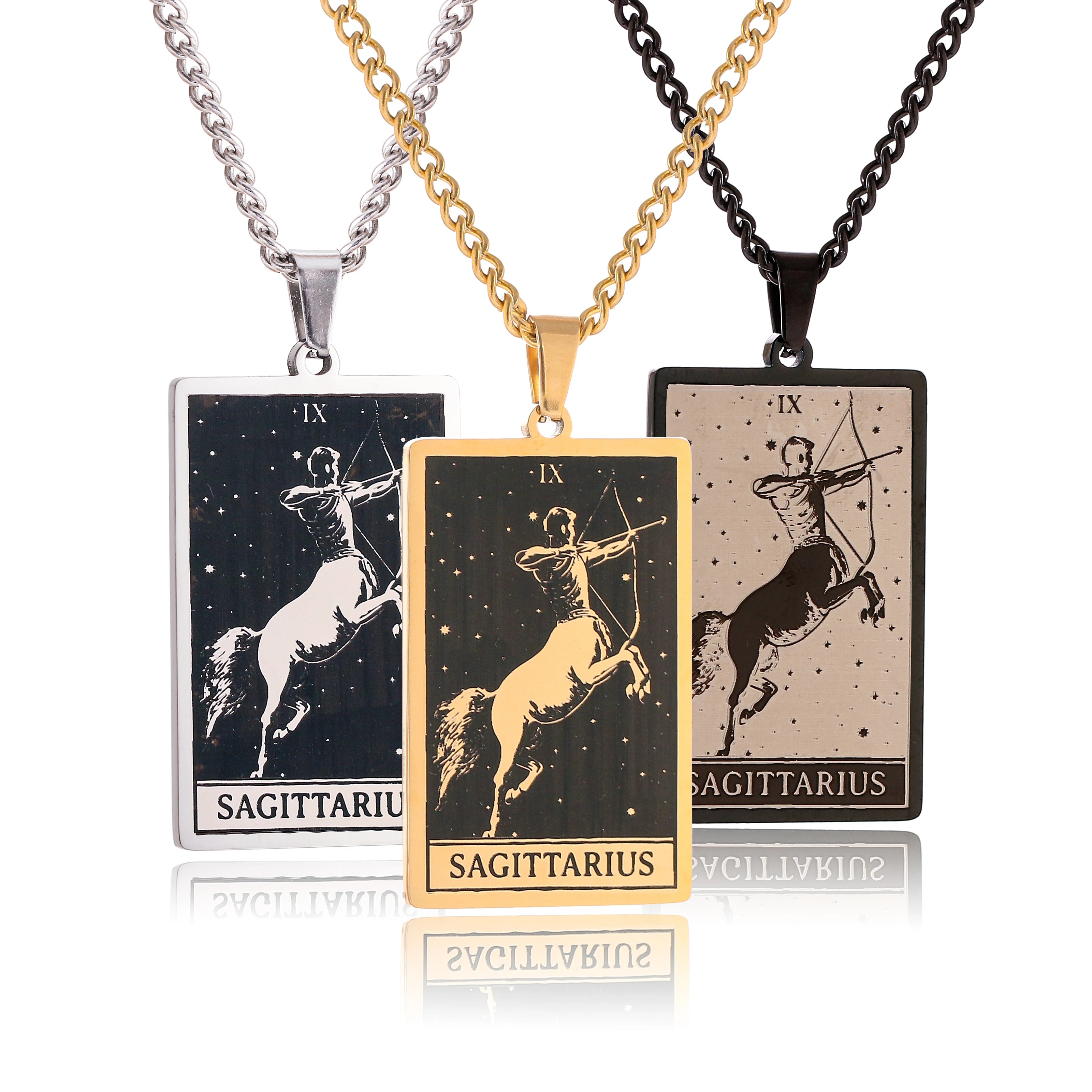 18k Gold Color Plated Zodiac Sign Necklace Stainless Steel Aries/Taurus/Leo/Libra Constellation Pendant Amulet Necklace Jewelry