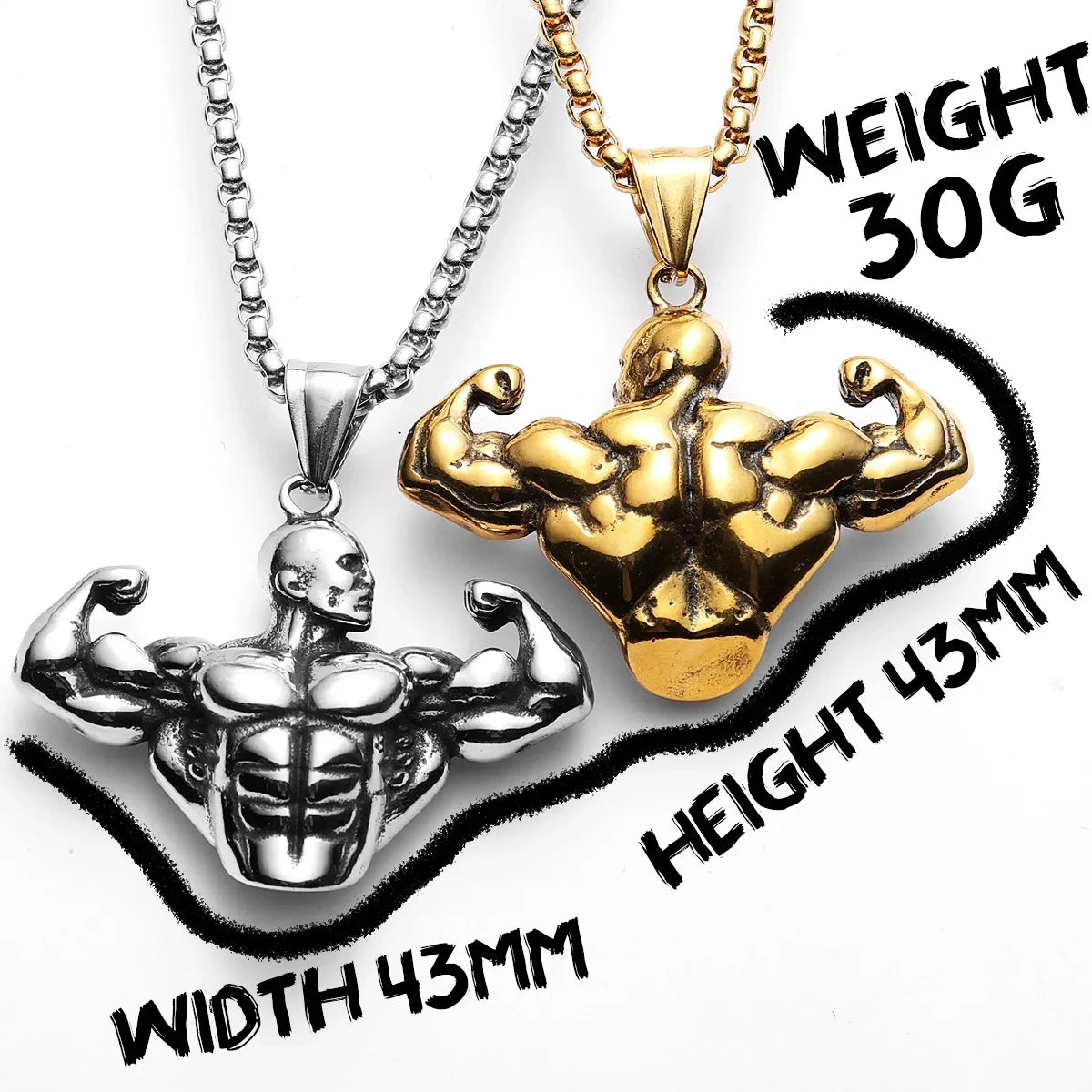 Gym Muscle Power Fitness Men Necklace Stainless Steel Bodybuilding Pendant Chain Women Jewelry Fashion Wholesale Dropshiping