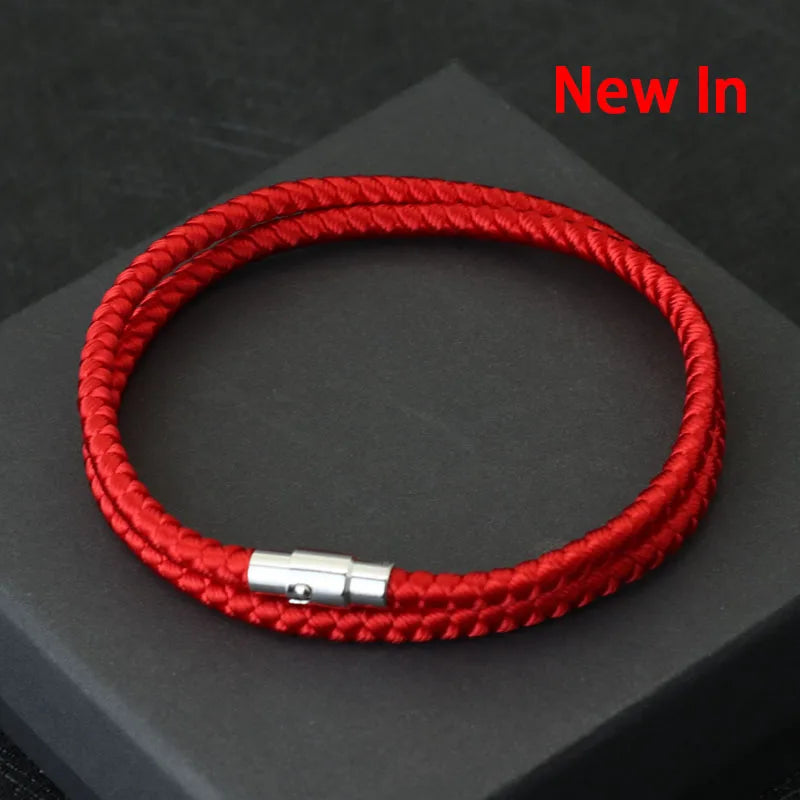 New Minimalist Rope Bracelet For Men Women Double Safety Buckle Magnetic Couple Braclet Grade A Keel Cord Lucky Red Braslet Gift