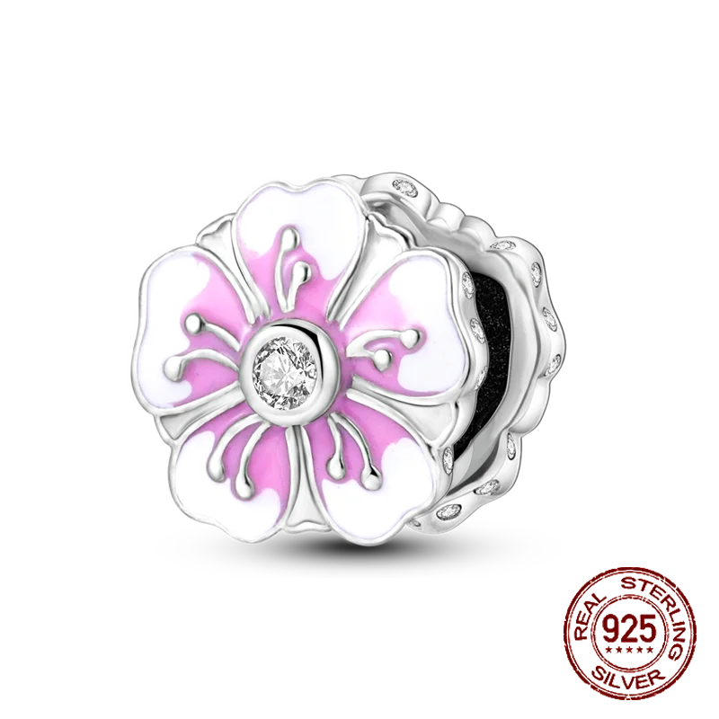 Hot Sale 100% 925 Sterling Silver Charm Flower Butterfly Bead Fit Original Pandora Charms Bangles Making For Women DIY Jewelry