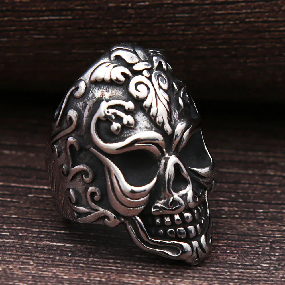 Punk Hip Hop Style Men Skull Rings Stainless Steel Fashion Gothic Skull Pattern Biker Ring Jewelry Gift Dropshipping